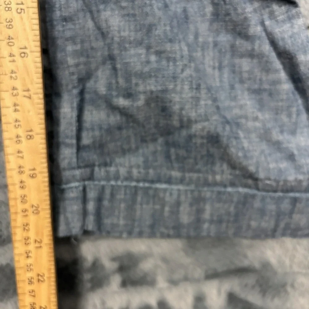 Banana Republic Martin Fit Blue Chambray Linen Blend Wide Leg Pants 0